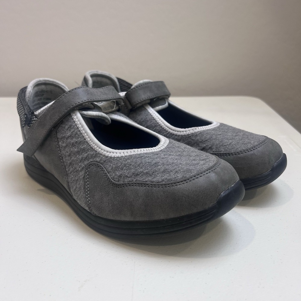 DREW Buttercup Shoes Women's 9.5 WW Ortho Diabetic Comfort Mary‎ Jane Flat Grey